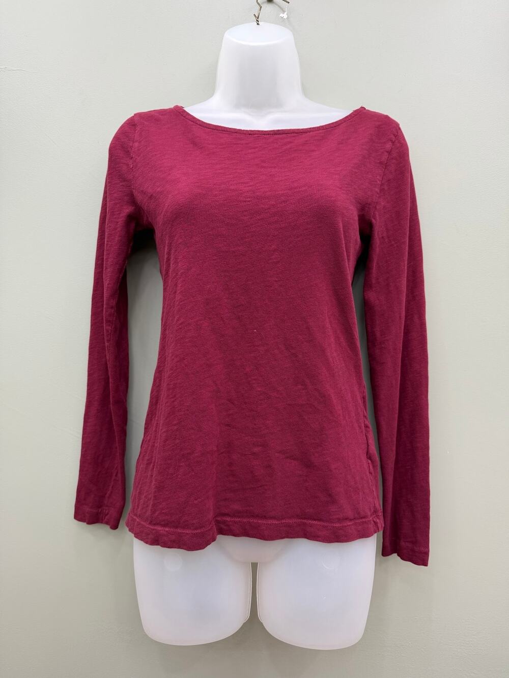 J.Crew Artist Tee XS Burgundy Long Sleeve 100% Cotton Scoop Neck